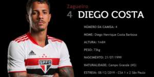 São Paulo renova com Diego Costa e estende até o fim de 2024