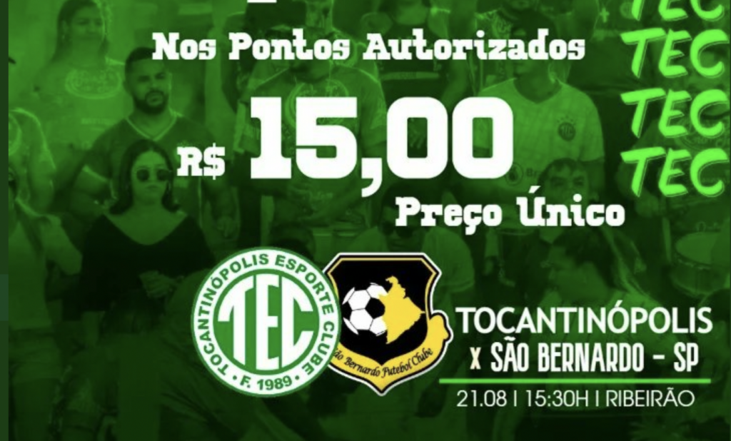 Série D: CBF ainda não define, mas Tocantinópolis confirma jogo com São Bernardo no Ribeirão