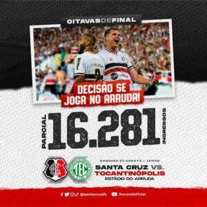 Série D: Santa Cruz divulga parcial de ingressos com mais de 16 mil vendidos