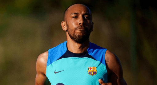 Aubameyang em treino do Barcelona