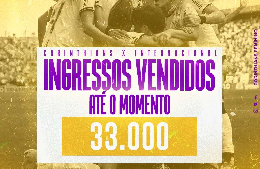 Corinthians anuncia venda de 30 mil ingressos para final do Brasileiro feminino