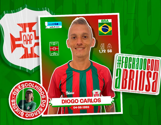 Paulista A2: Portuguesa Santista anuncia meia Diogo Carlos, revelado pelo Bahia