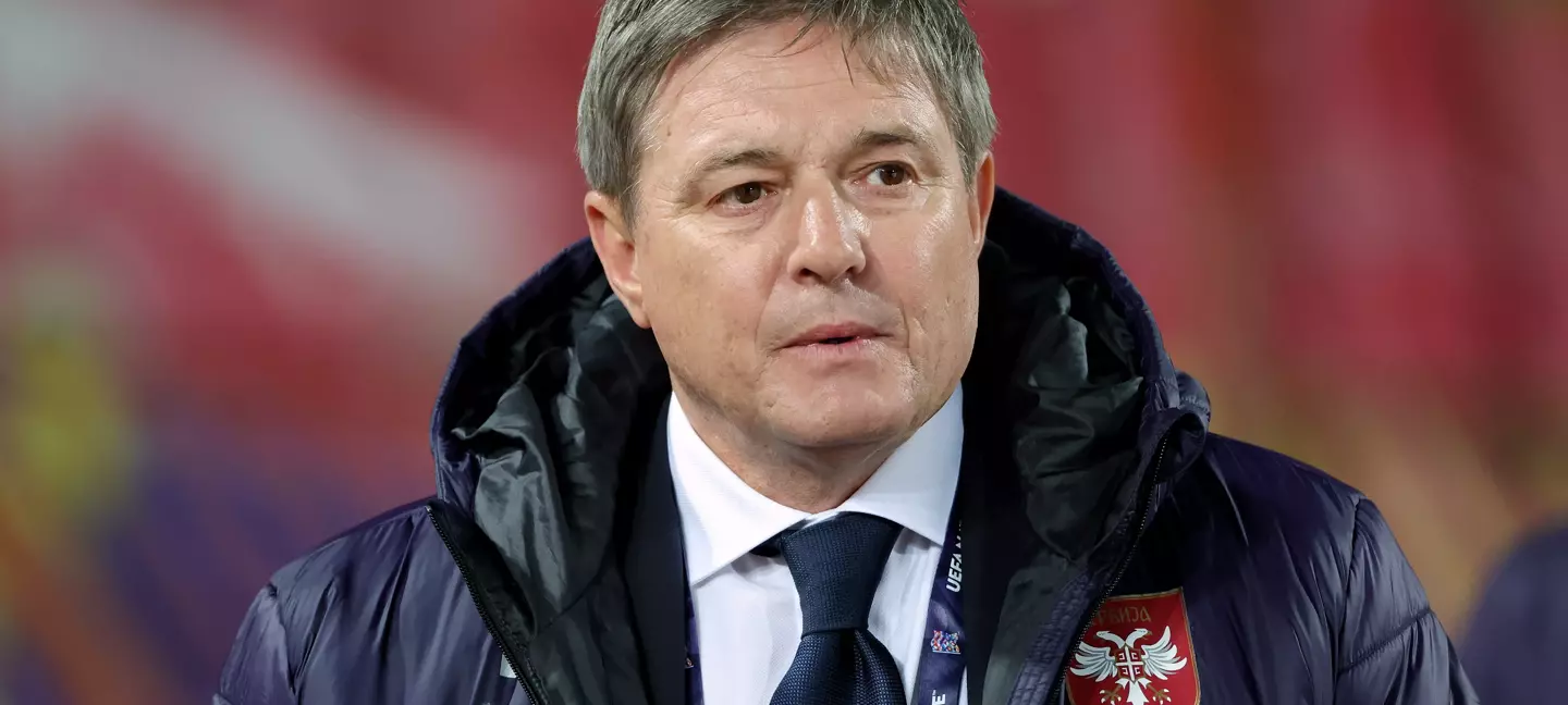 Dragan Stojkovic Head Coach of Serbia looks on during the UEFA Nations League League B Group 4 match between Serbia and Sweden at Stadion Rajko Mitic on September 24 2