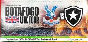 Botafogo fará amistoso contra o Crystal Palace em Londres