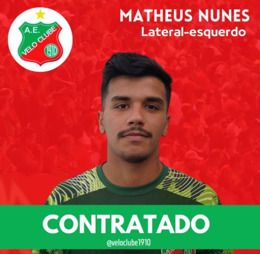 Paulista A2: Velo Clube anuncia lateral Matheus Nunes, cria da base do Grêmio