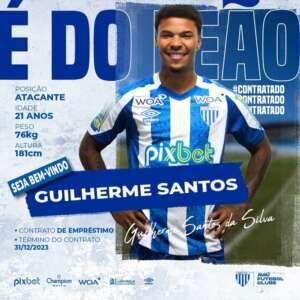 Catarinense: Avaí anuncia atacante Guilherme Santos vindo por empréstimo do Atlético-MG