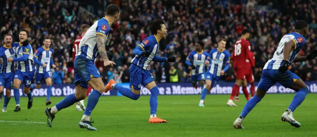 COPA DA INGLATERRA: Brighton elimina Liverpool  com golaço de Mitoma