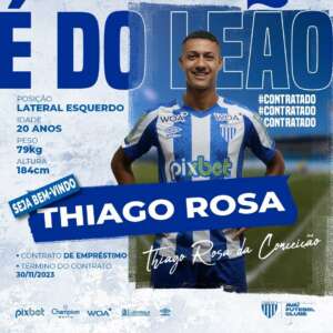 Catarinense: Avaí anuncia lateral Thiago Rosa vindo por empréstimo do Grêmio