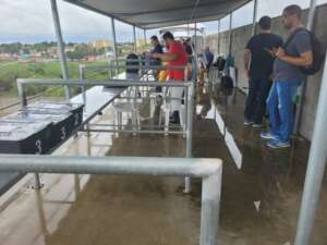 Chuva alaga setor da imprensa em jogo do Potiguar; bombeiros são chamados