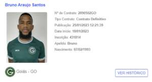 Goiás regulariza Bruno Santos que deve estrear no clássico