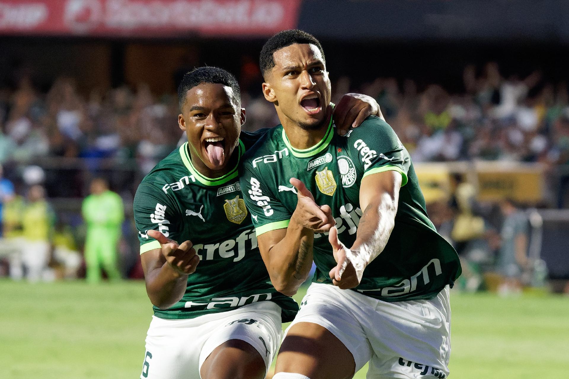 murilo do palmeiras comemora gol contra o santos pelo paulistao