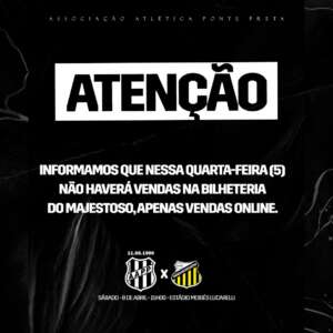 Paulista A2: Sem grandes detalhes, Ponte Preta avisa que venda de ingressos nesta quarta será só online