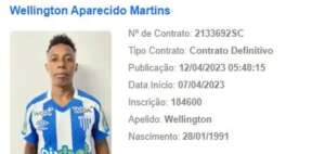 Série B: Wellington tem nome publicado no BID e reforça o Avaí na estreia