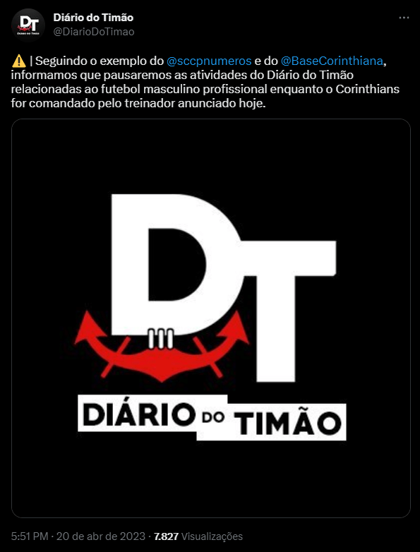 Páginas do Corinthians no Twitter interrompem atividades como protesto