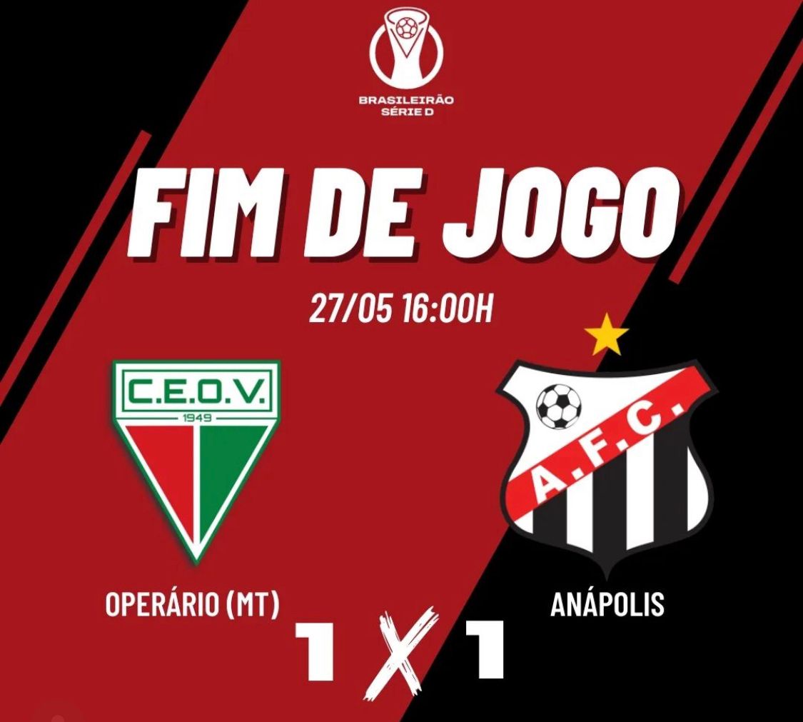 Operário-MT 1 x 1 Anápolis-GO – Galo empata com o Chicote no final da partida