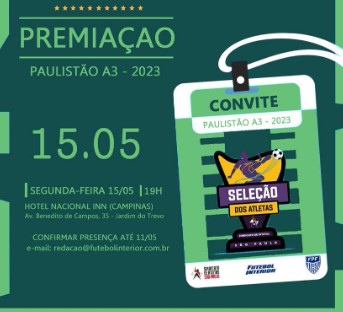 Apesar de vice, Comercial domina premiações da FPF na Série A3, paulista  série a3