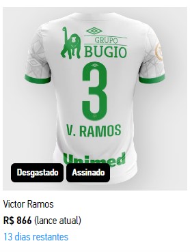 Camisa de Victor Ramos é a mais "desejada" em leilão da Chapecoense
