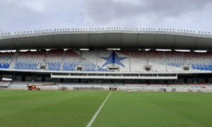 Série C: Mangueirão recebe proteção especial no gramado para show de Thiaguinho