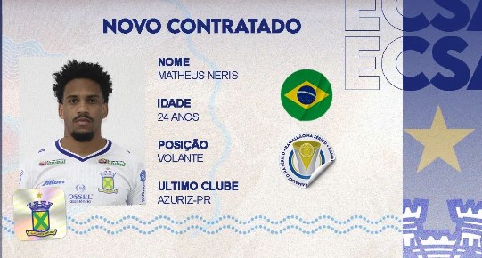 Série D: Santo André anuncia a contratação do volante Matheus Neris, por empréstimo