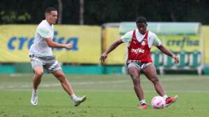 Endrick completa 50 jogos pelo Palmeiras diante do Atlético-MG e celebra boa fase