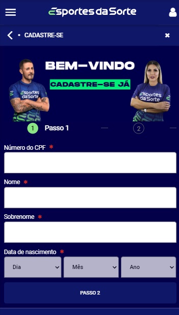 Esportes da Sorte Cadastro Mobile