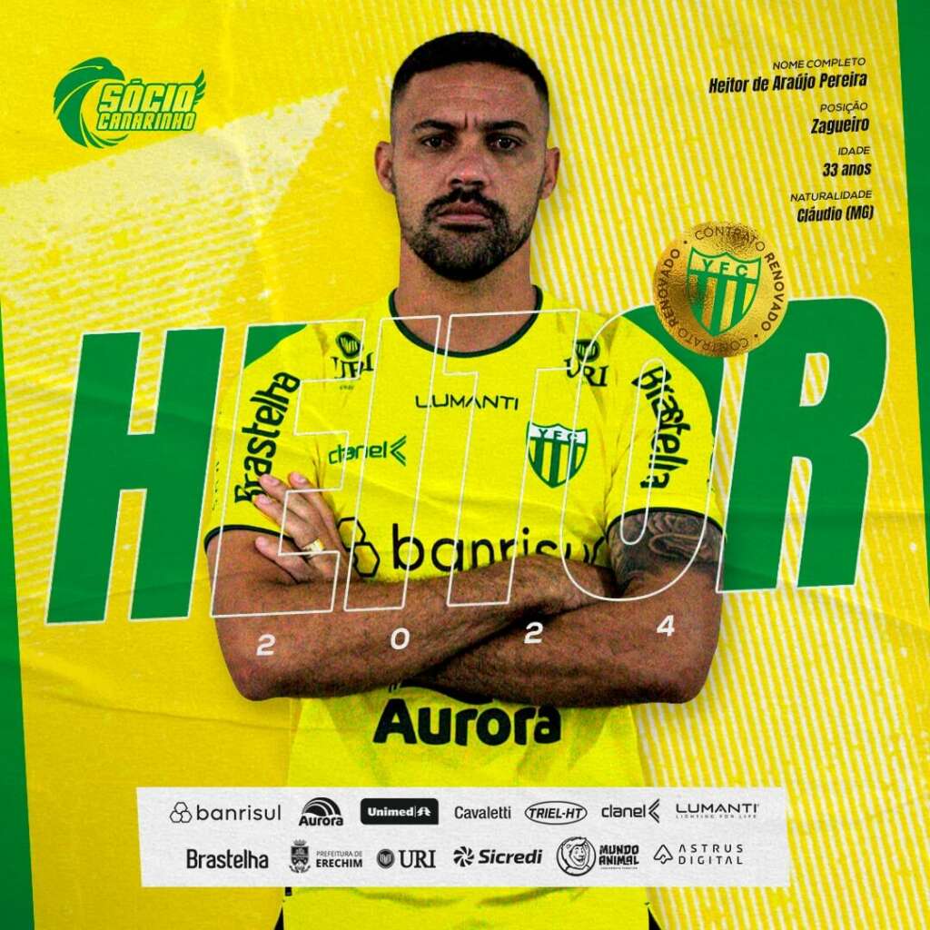 Tricampeão brasileiro renova com o Ypiranga-RS para disputar ano Centenário