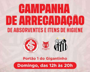 Inter promove coleta de itens de higiene pessoal em jogo contra o Santos