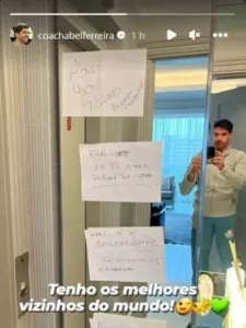 abel compartilhou em suas redes sociais os recados que recebeu de seus vizinho apos virada historica do palmeiras contra o botafogo