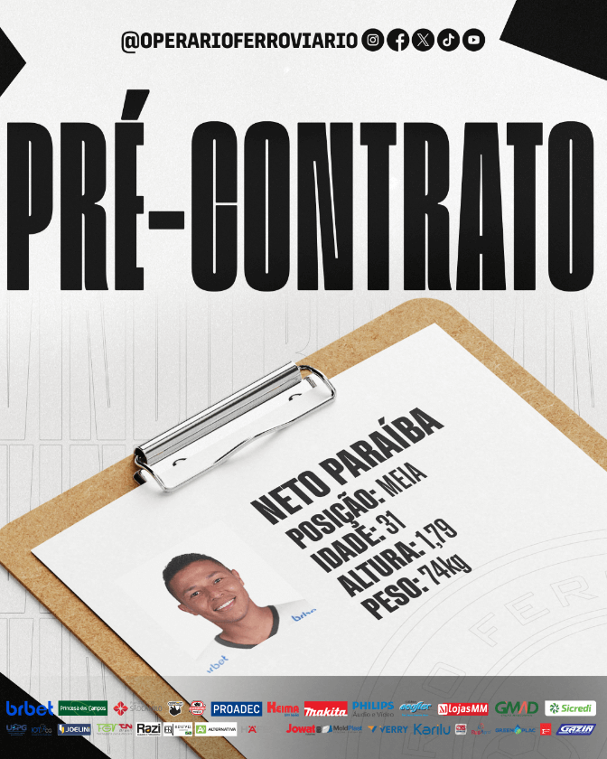 Paranaense: Operário-PR anuncia volante do Paysandu e meio-campista do Sampaio Corrêa 3 Operário-PR