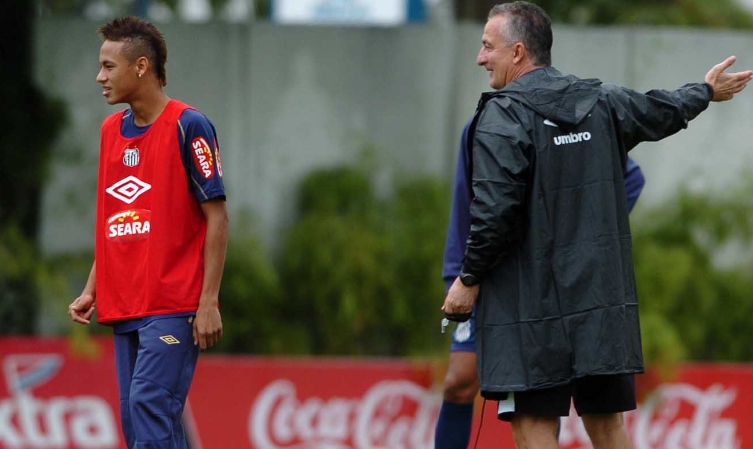 Neymar e Dorival Jr nos tempos de Santos