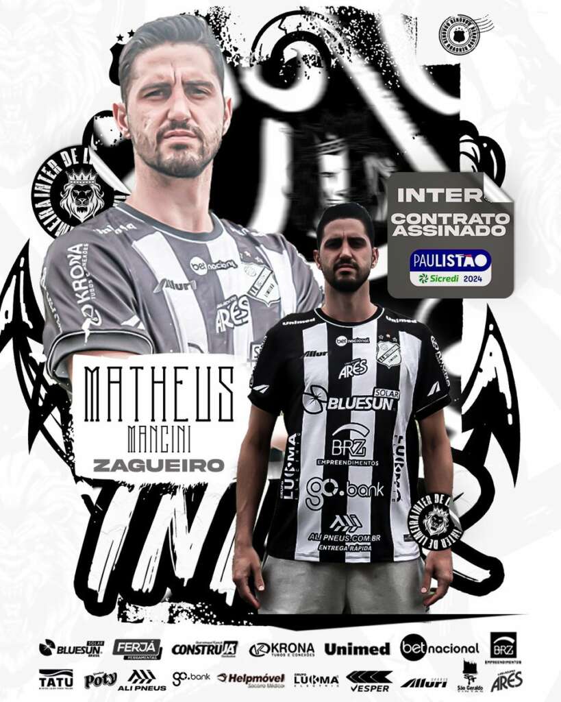 Paulistão: Inter de Limeira oficializa filho de Mancini e ex-zagueiro do Guarani