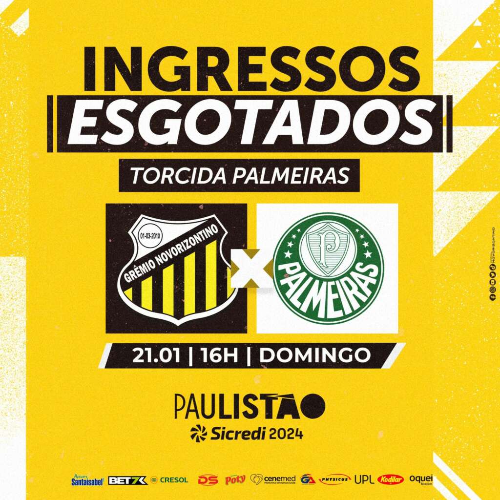 Paulistão: Torcida Palmeirense esgota os ingressos para o jogo contra o Novorizontino