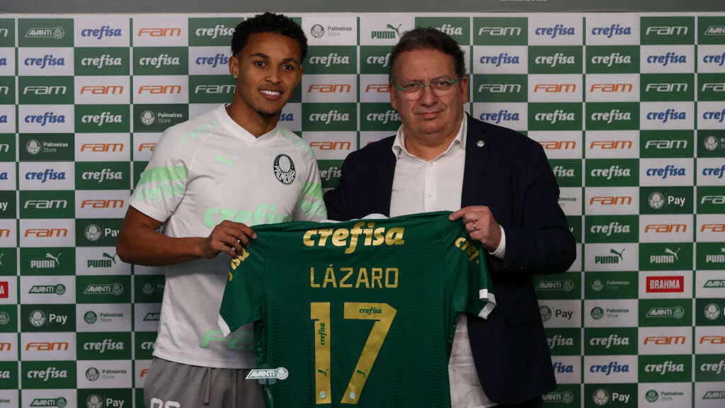 Lázaro veste camisa 17 do Palmeiras e prevê ano de muito sucesso: ‘Sou obcecado em fazer gols’