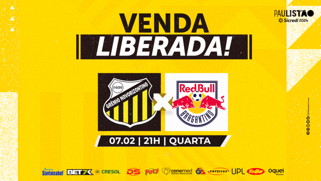 Paulistão: Novorizontino libera venda de ingressos para jogo contra o Red Bull Bragantino