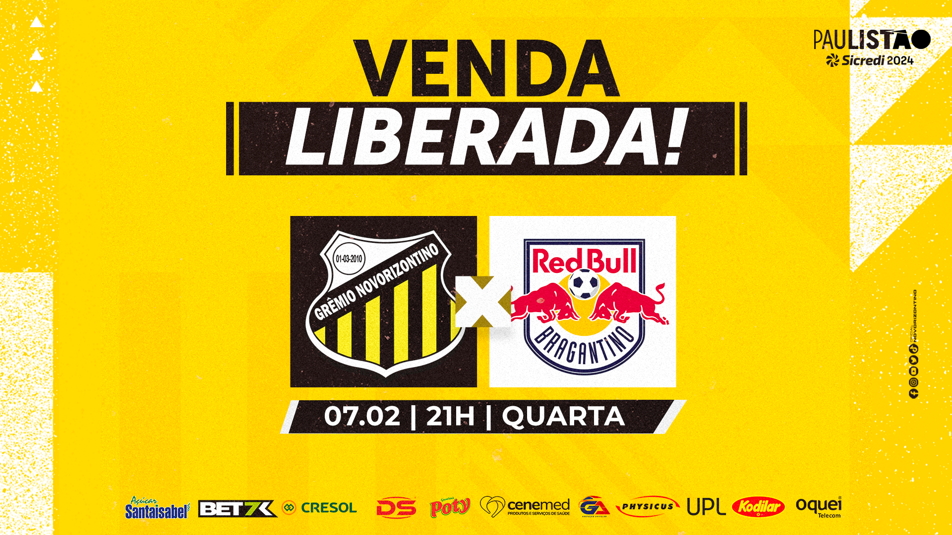 Paulistão: Novorizontino libera venda de ingressos para jogo contra o Red Bull Bragantino