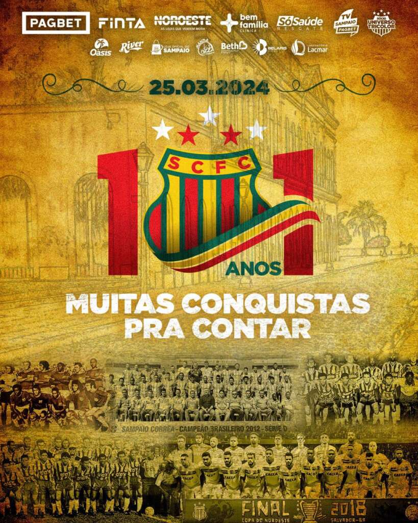 Maranhense: Sampaio Corrêa comemora 101 anos de muitas glórias e tradição