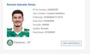 Rômulo é regularizado no BID da CBF e Palmeiras irá inscreve-lo na Libertadores