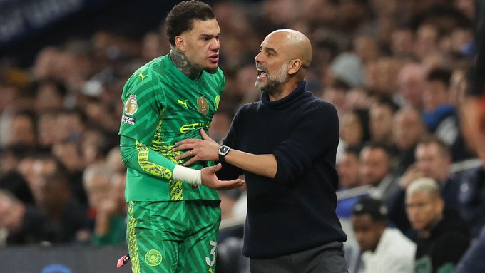 Inglês: Ederson se irrita ao ser substituído, Guardiola explica e exalta Ortega: 'Salvou o City'