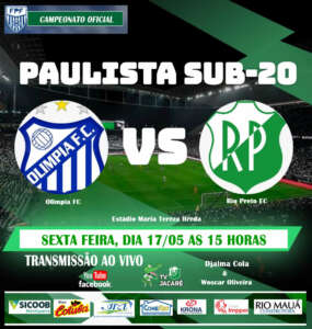 Paulista Sub-20: TV Jacaré transmite partida contra o Olímpia