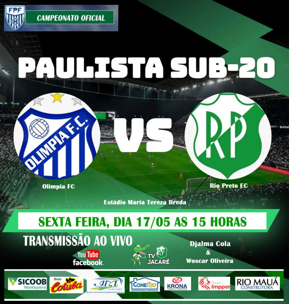 Paulista Sub-20: TV Jacaré transmite partida contra o Olímpia