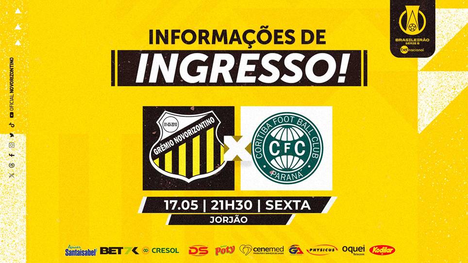 Focado em voltar a vencer na Série B, Novorizontino inicia venda de ingressos para jogo contra o Coritiba