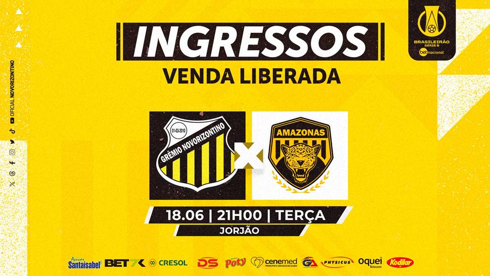 Série B: Ingressos para o jogo do Novorizontino diante do Amazonas, estão à venda