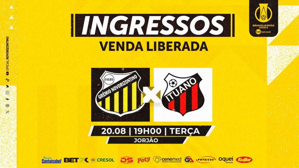 Série B: Ingressos para Grêmio Novorizontino e Ituano já estão disponíveis