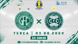 Rádio FI transmite a partida entre Guarani e Coritiba nesta terça-feira