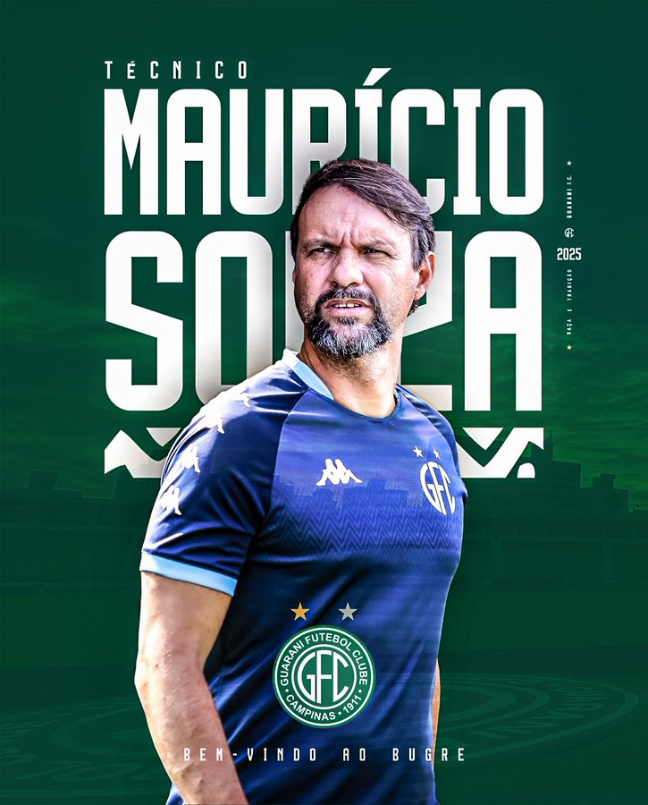 Guarani anuncia oficialmente chegada de técnico Maurício de Souza para 2025