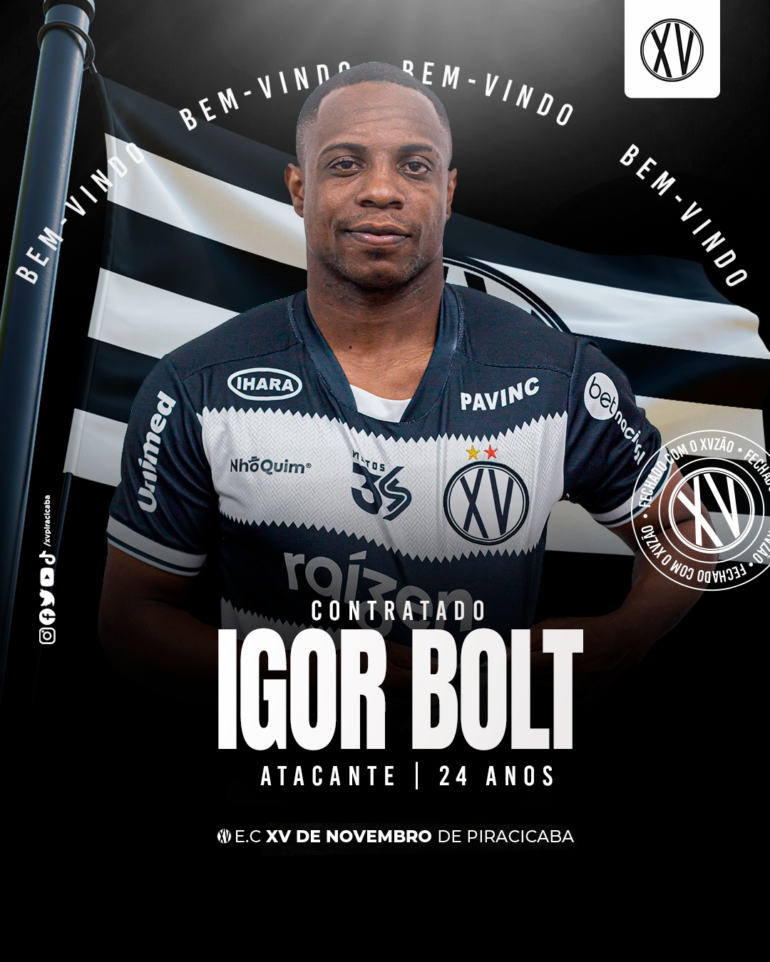 XV de Piracicaba confirma atacante Igor Bolt para o Paulistão Série A2