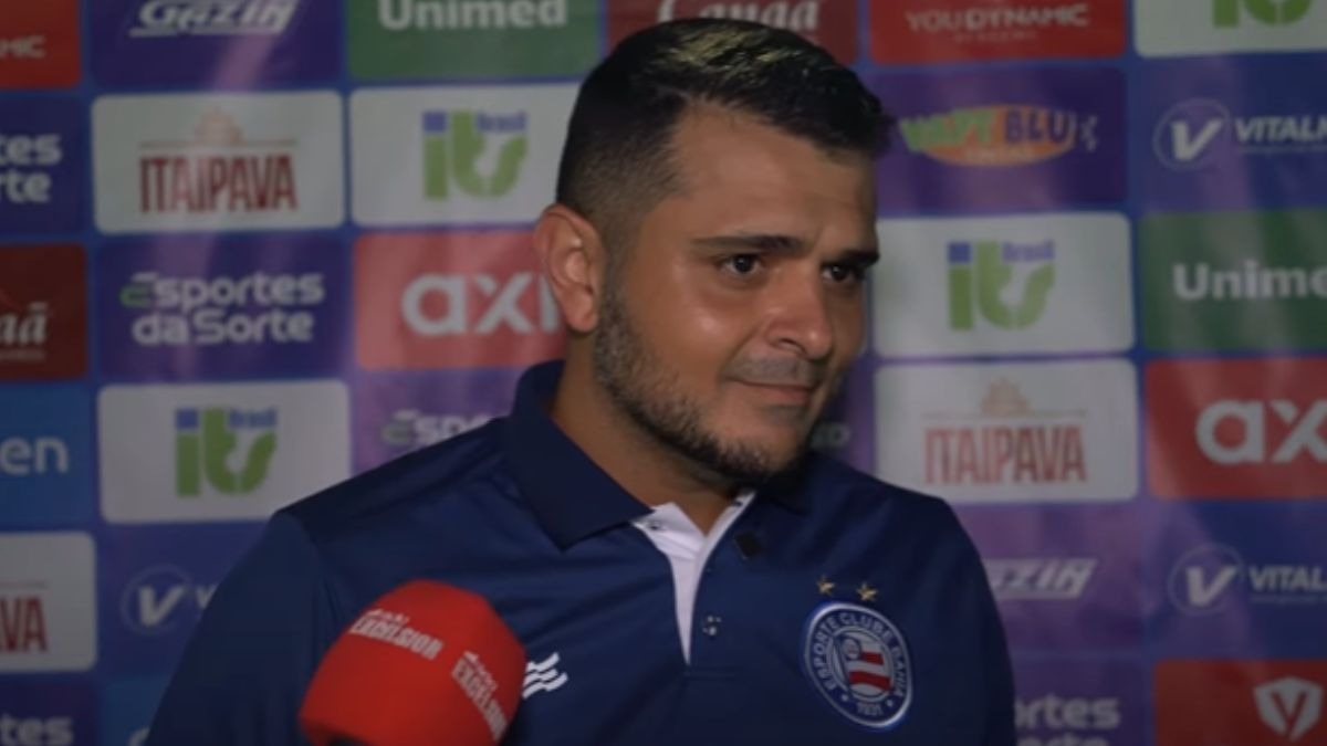 Técnico sub-20 do Bahia comenta estreia com empate no Campeonato Baiano (Foto: Reprodução/TV Bahêa)