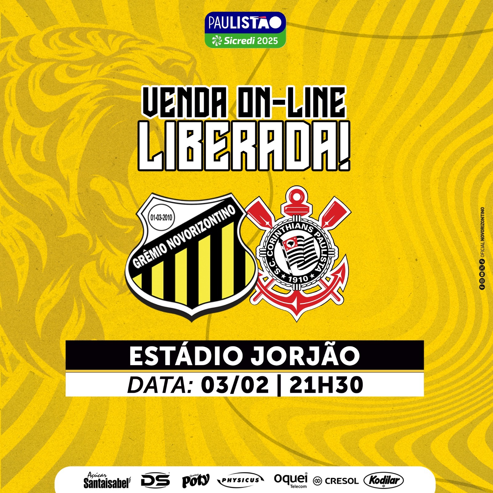 Paulistão: Novorizontino libera venda de ingressos para torcida do Corinthians