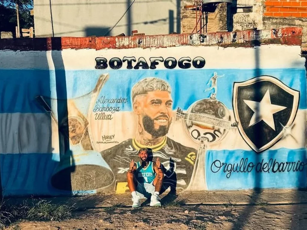 Destaque do Botafogo, Alexander Barboza é homenageado com mural na Argentina