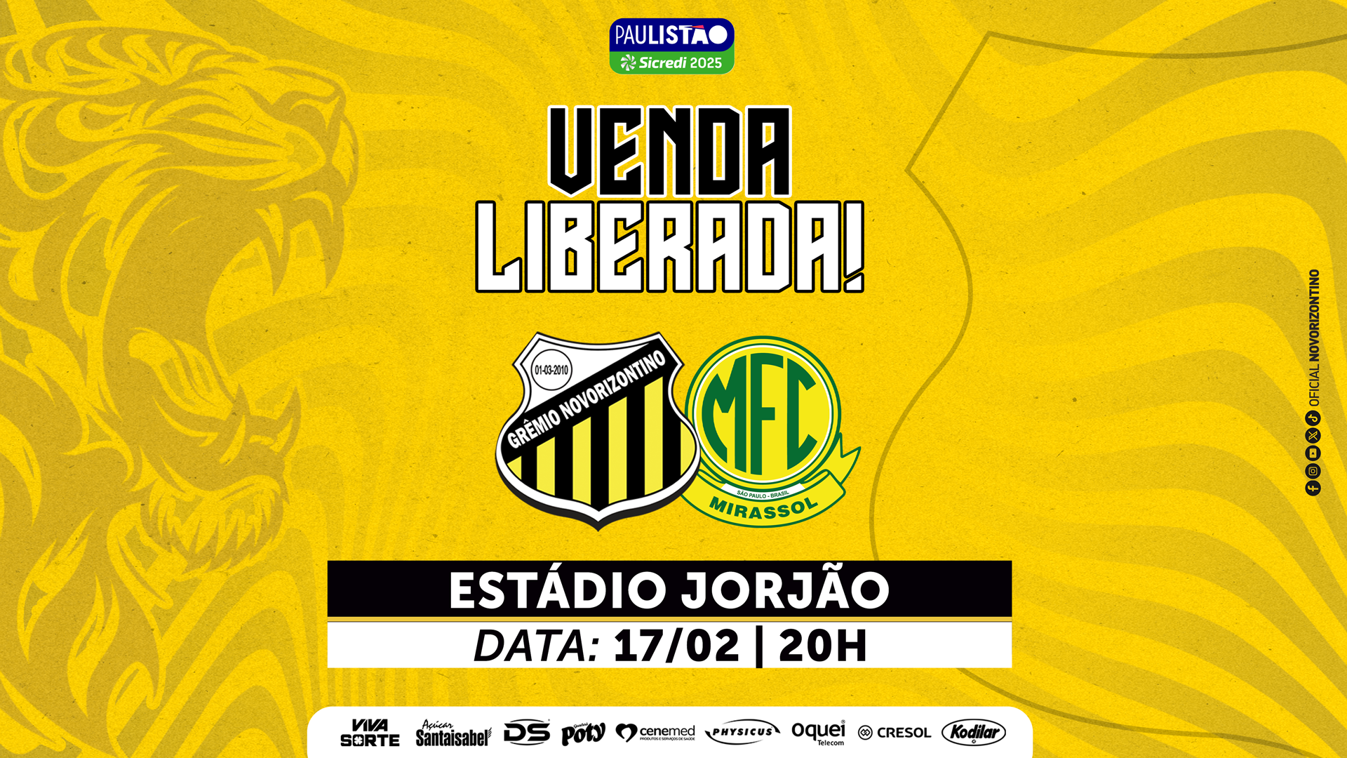 Paulistão: Novorizontino inicia venda de ingressos para clássico contra o Mirassol